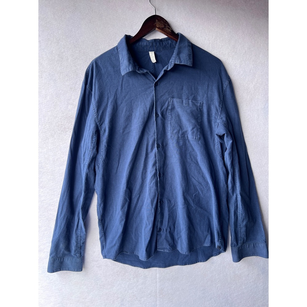 Lululemon Mens Blue Long Sleeve Cotton Blend Button Down Shirt XL Pockets